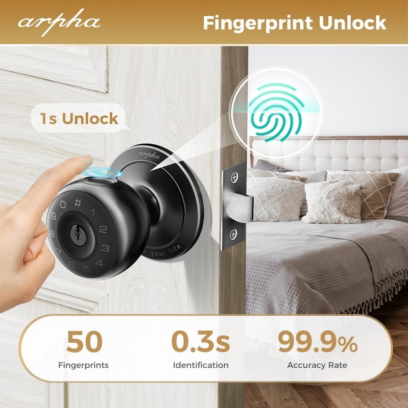 ARPHA Keyless Smart Door Lock Fingerprint AutoLock Alert Silent Mode App gallery