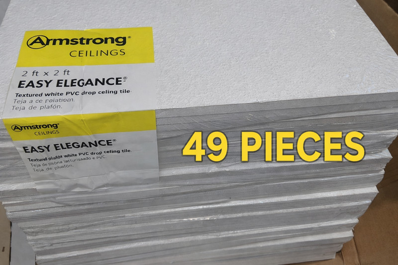rmstrong EASY ELEGANCE 2×2 Drop Ceiling Tile Textured White PVC 49 Pack