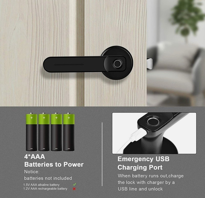 KPP Fingerprint Door Lock, Smart Lock Biometric Keyless Entry Door Handle, gallery