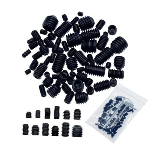 60pcs Set Screws, Set Screws Assortment Kit, Grub Screws M3 M4 60pcs(12 Sizes)