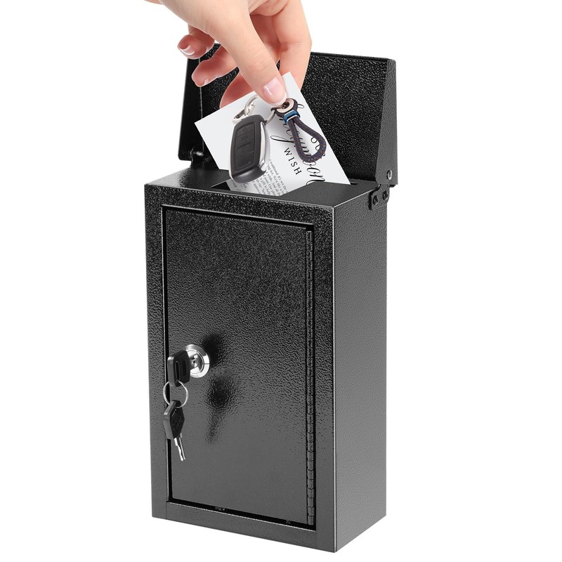 Wall-Mounted Key Drop Box with Key Lock, Metal Mailbox, Indoor& Outdoor Stora…