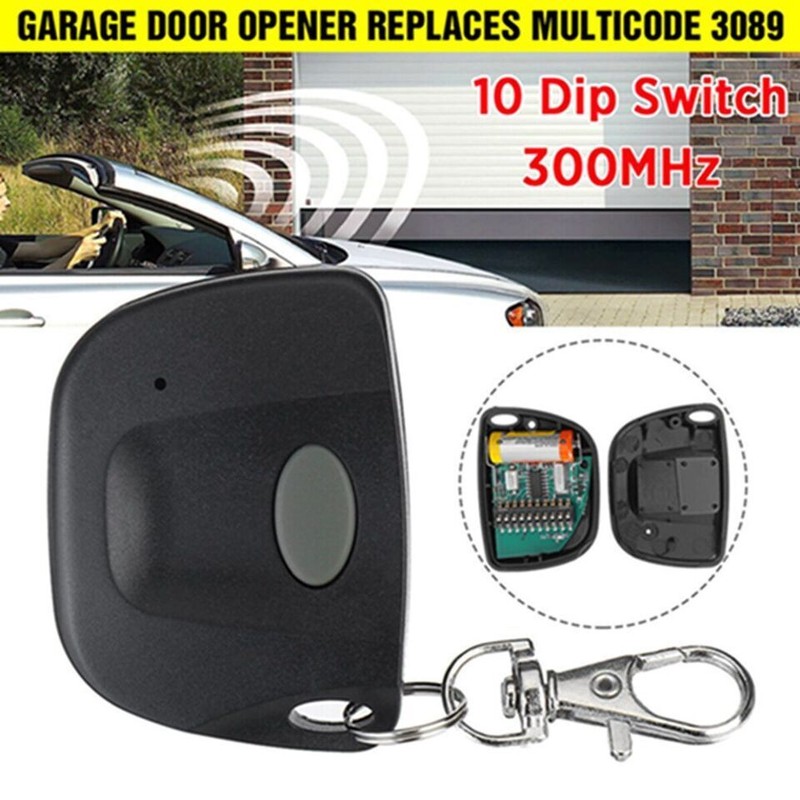 2x For Linear Multicode 10 Dip 300 MHz 3089 3070 Keychain Garage Door Remote gallery