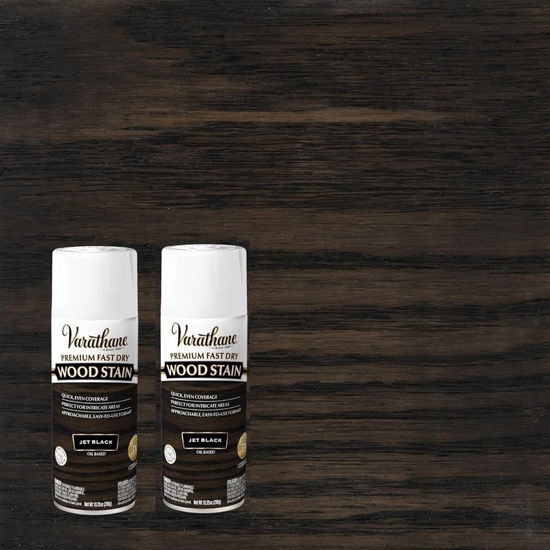 2 Varathane Premium Fast Dry Wood Stain Spray, 10.25 oz, oil based ,Jet Black