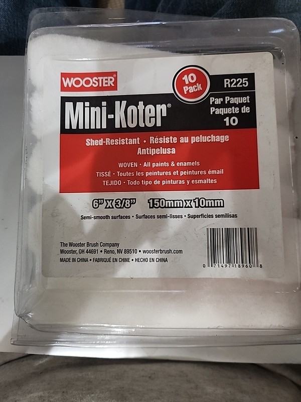 10 Pk Wooster R225-6 6″ Mini Paint Roller Cover, 3/8″ Nap, Woven Fabric