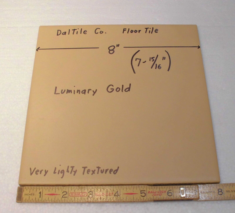 1 pc. Pale Yellow – Gold Color: Daltile Co. Ceramic Floor Tile: 8″ X 8″ NEW