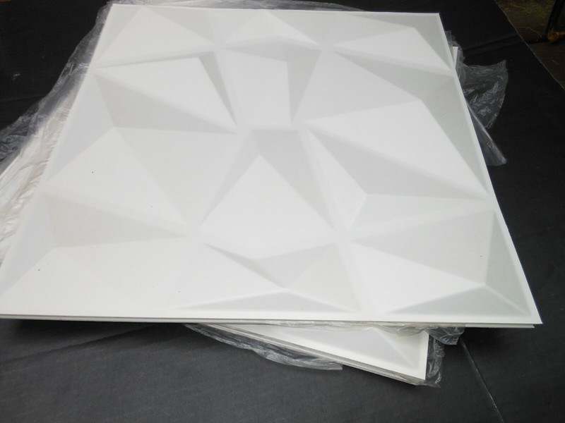 Paintable 3D Wall Panels Diamond Design Pack of 12 Tiles 32 Sq Ft / Plant Fiber gallery