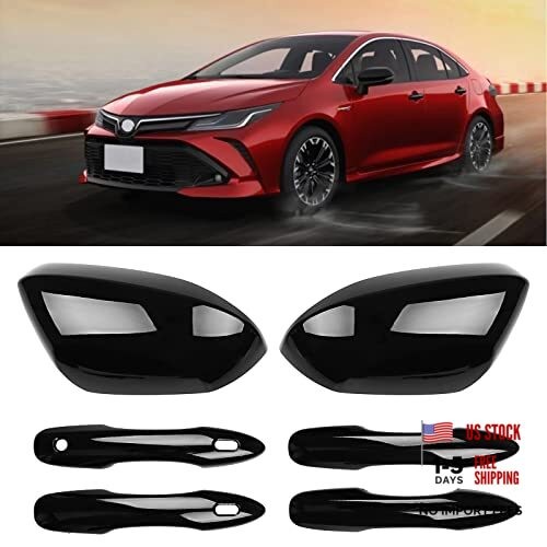 Black Side Mirror Covers and Handle Caps Replace for 2020 2021 2022 2023 2024