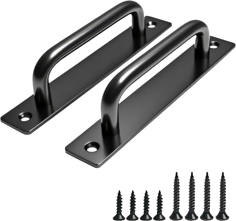 2PCS 5.8 Inches Barn Door Handle, Premium Aluminum Alloy Gate Handle, Sturdy Bla