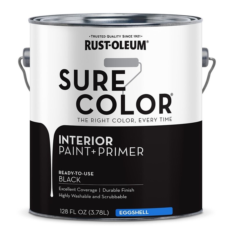 Rust-Oleum 380218 Sure Color Interior Wall Paint and Primer Eggshell Black gal