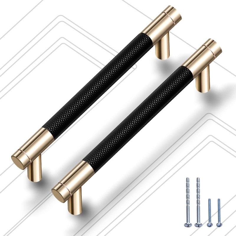 2 Pack 5 Inch centered 128 mm Knurled Aluminum Handle Pull 6″ total length