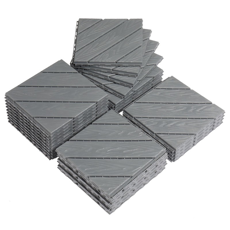 Plastic Interlocking Deck Tiles 27PCS, 12"x12" Waterproof Outdoor Flooring