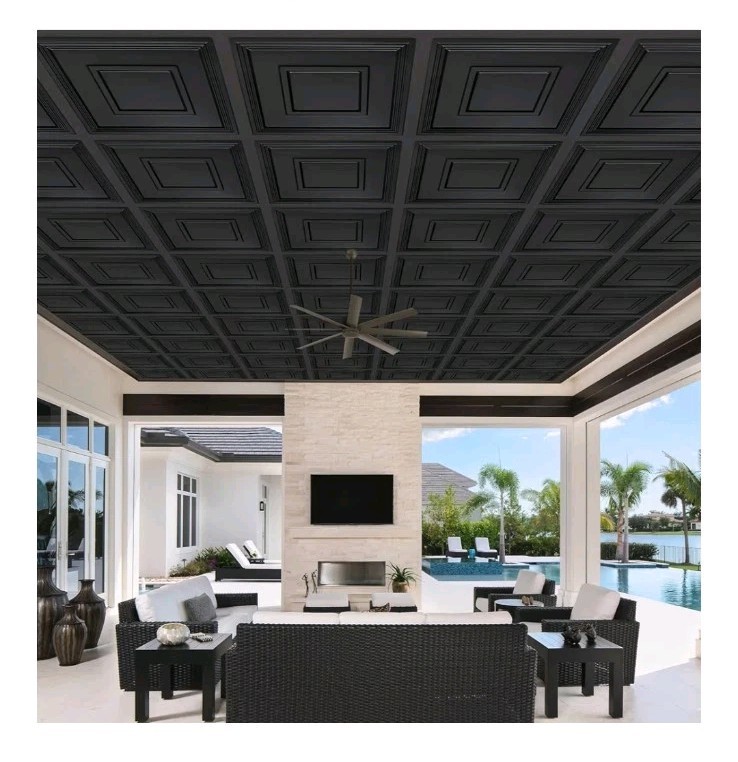 STICKGOO Black Drop Ceiling Tile 2ft x 2ft, Ceiling Panel 24"x24" 12 Pack gallery