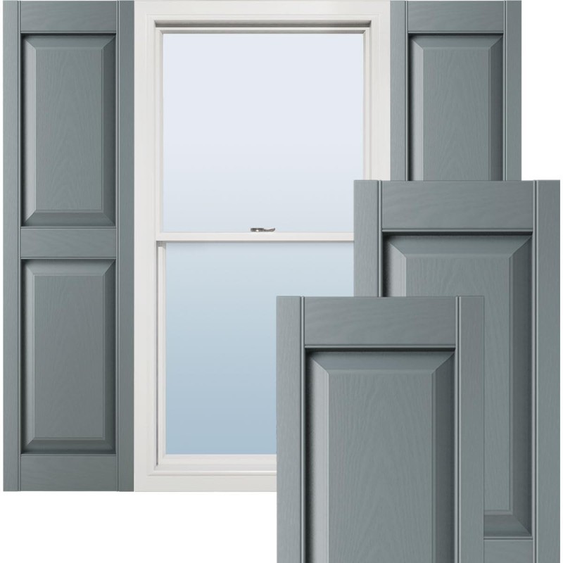 12"W x 55"H Lifetime Vinyl, Standard Two Equal Panels, Raised Panel Shutters,...
