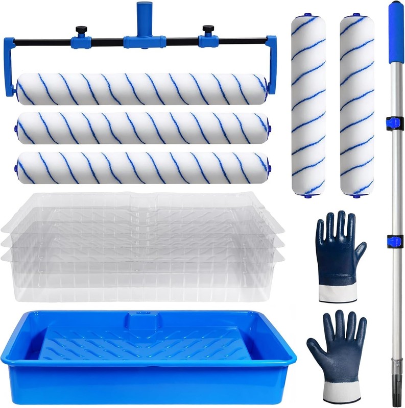 12PCS Painting Set, 18 inch Paint Rollers Disposable Paint Tray Liners and Rolle