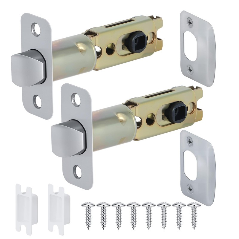 Adjustable Door Latch Replacement Deadlatch Mechanism Brushed Nickel 2 PCS