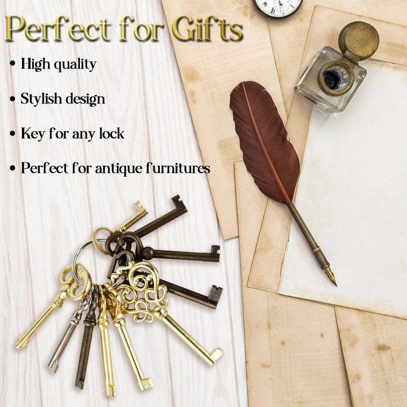 10PCS Skeleton Key Set Reproduction for Antique Furniture, Universal Barrel Key gallery