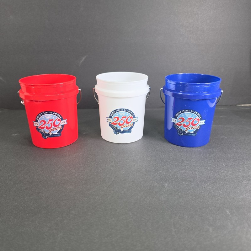 NEW Rural King Red White and Blue Mini Bucket Set
