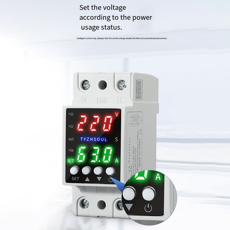 Voltage Protector Relay Device with Dual LCD and Over Under Current Control
