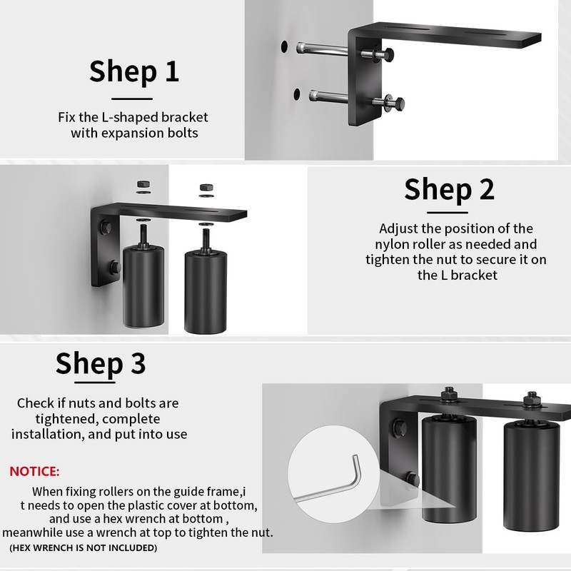Sdstone Slide Gate Guide Roller 6" Black with L Rear Post 6 Inch gallery