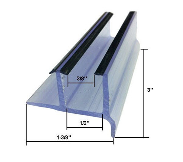 Clear Sliding Shower Door Bottom Guide 3″ x 1-3/8″ x 3/8″