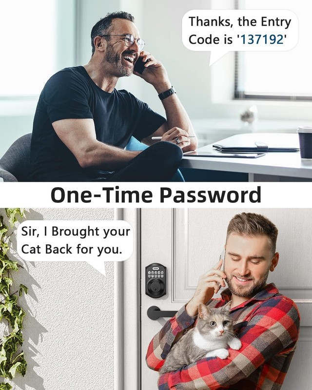 TE002 Smart Lock - Matte Black Fingerprint Door Lock with Emergency Backup Keys gallery