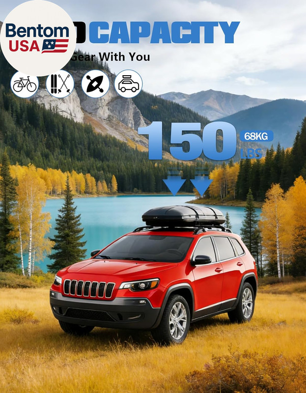 Roof Rack Cross Bars Compatible with Jeep Cherokee 2014-2023, Aluminum Crossbars gallery