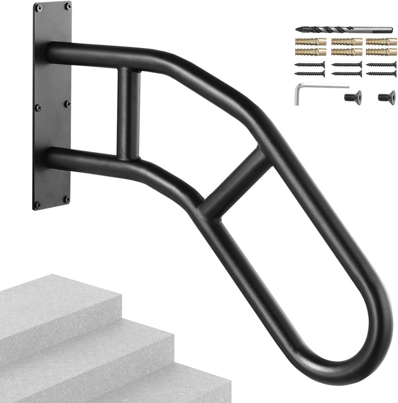 Handrails for Outdoor Steps, 32" Length Wall Mount Safety Railings for 1-3 Steps