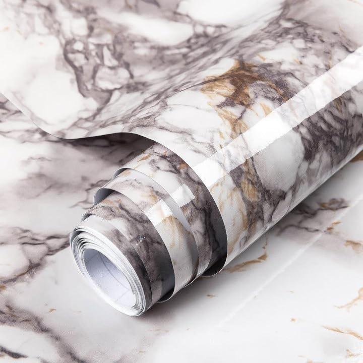 17.71″x118″ Marble Contact Paper for Countertops, Glossy Peel and Stick Count…