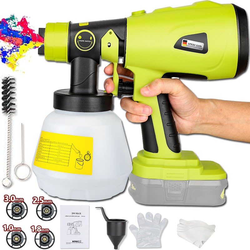 200W High Pressure Cordless Paint Sprayer Electric HVLP Spray Gun for RYOBI 18V