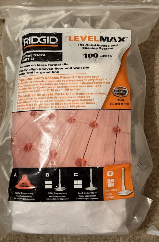 3 Bags Ridgid LevelMax Tile Anti-Lippage and Spacing System 100 ft3502 300Total