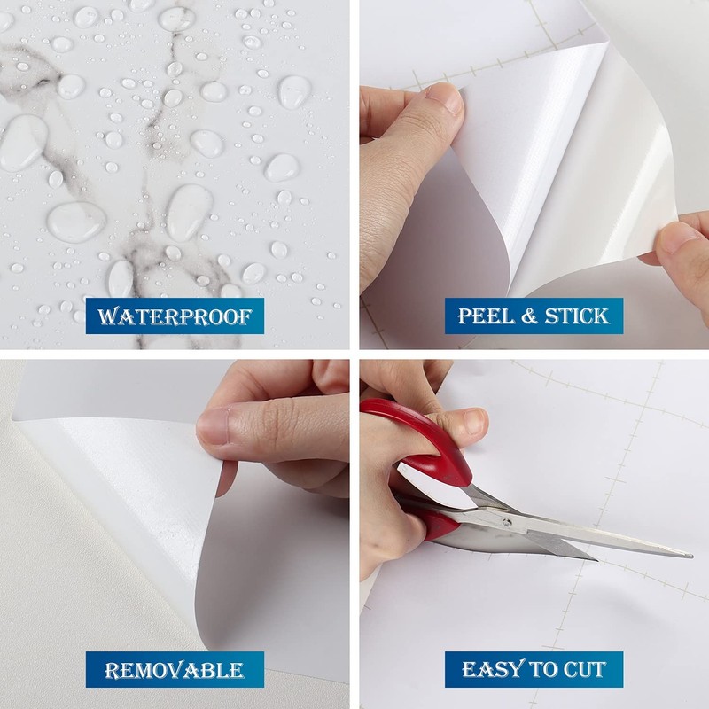 Funstick 36 X 200 White Marble Countertop Contact Paper Waterproof Marble gallery