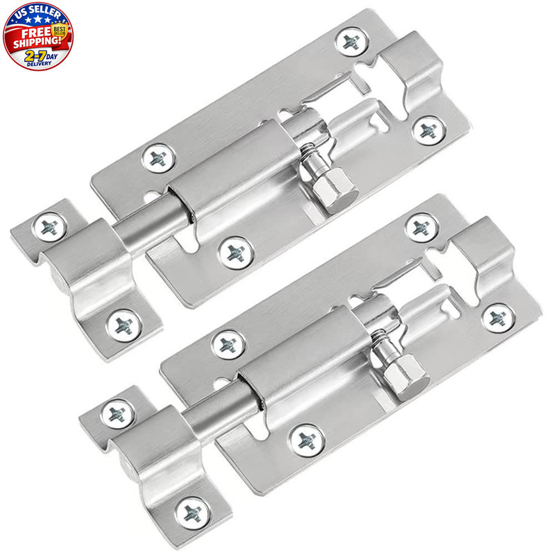 FATLODA 2 Pack Barrel Bolt Latch, 3 Inches Slide Latch Lock, 3 Inches, Silver gallery