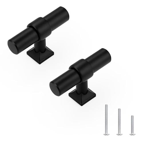 Pack Matte Cabinet Knobs, Single Hole Cabinet Single Hole-2inch Length 5 Black