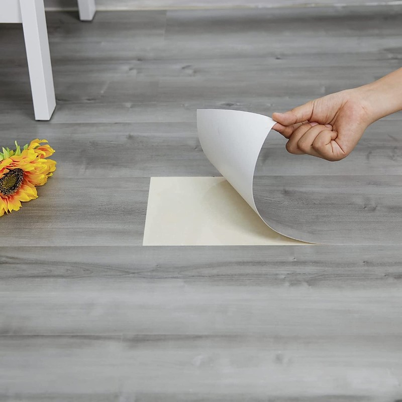 Peel and Stick Floor Tile, 10-Pack 15 Sq.Ft, Natural Grey Wood 10 PCS, Gray