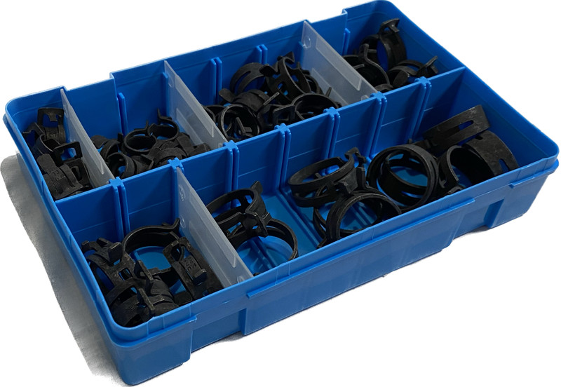 Mikalor Spring Ribbon Hose Clip Black Clamp DIN 3021 50 Piece Box Set 13 to 32mm