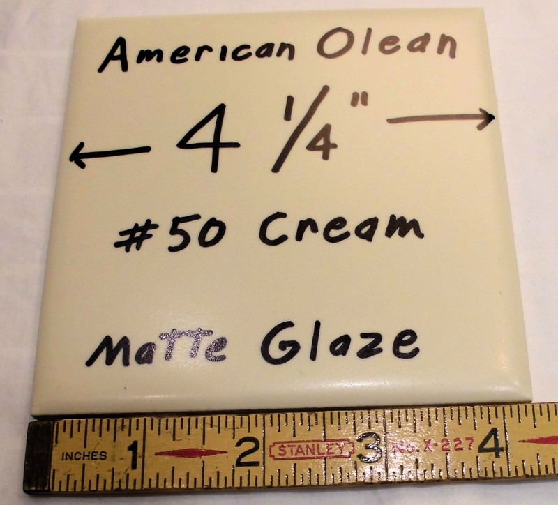 6 pcs. Vintage 4-1/4" Matte Ceramic Tiles; by American Olean, A Soft Cream Color gallery
