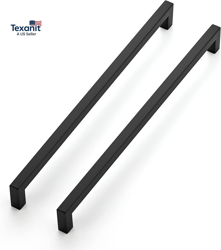 10 Pack 12-3/5 Inch Kitchen Square Cabinet Handles Matte Black Pulls Black Drawe