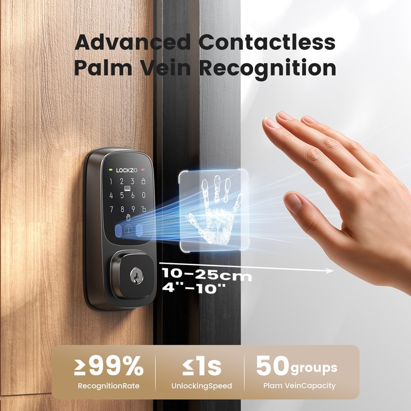 Smart Lock with Palm Vein Recognition - Keyless Entry Door WiFi Deadbolt Camera gallery