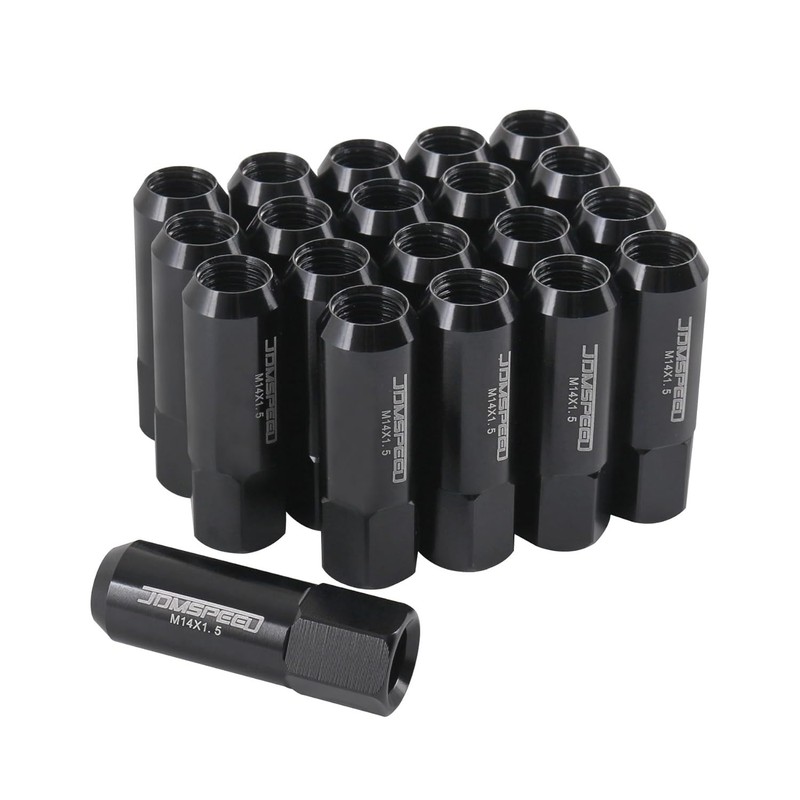 Extended Forged Aluminum Tuner Racing Lug Nut 20PCS – M14x1.5 Thread, black