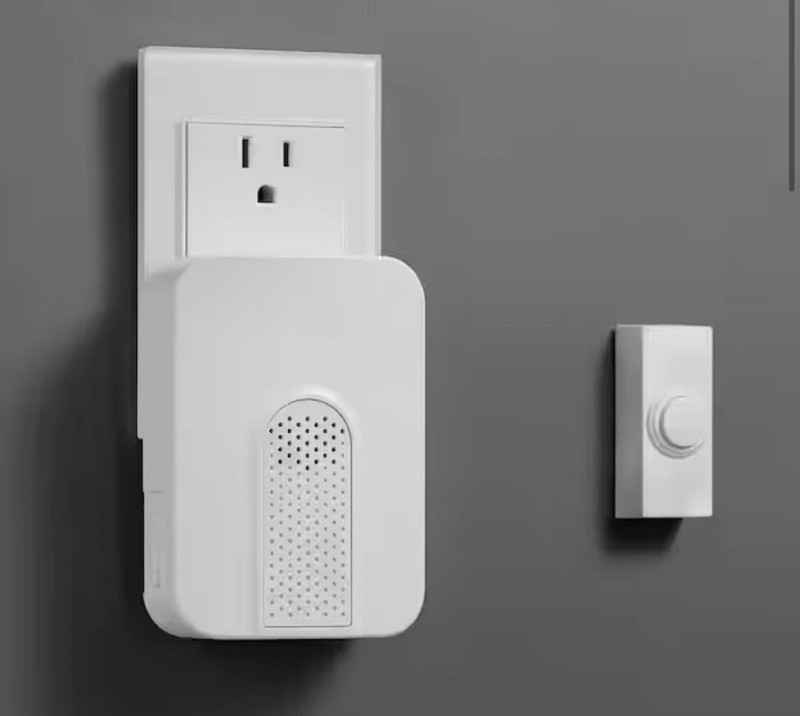 Wireless Plug-In Doorbell Kit with White Insert and 1 Push Button, White Defiant