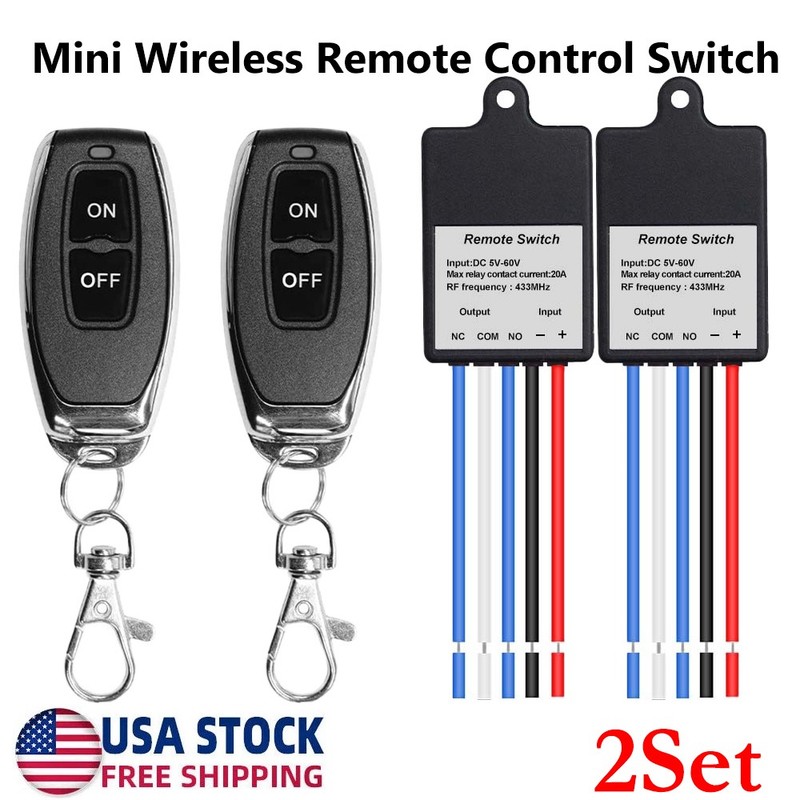 New Mini Wireless Remote Control Switch DC 6V 12V 24V 36V 60V 1 Channel 2Set