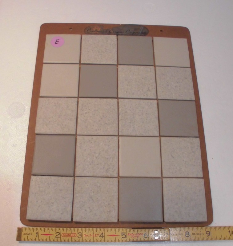 Ceramic Tile: Continental Co. 1950’s Sample Colors on Masonite Board 2″ X 2″ #E