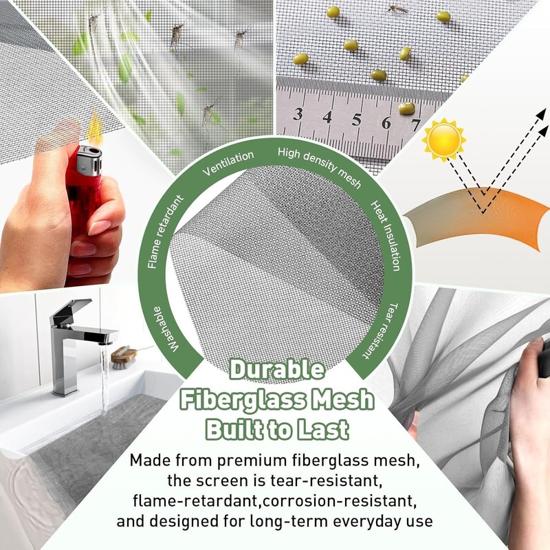 Window Screen Adjustable Magnetic Window Screen Replacement Max 43" x 71", DI... gallery