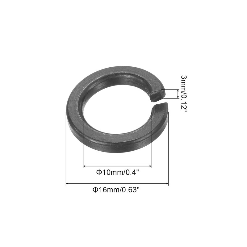 Split Lock Washer, M10 304 Stainless Steel Spring Lock Washer 25pcs, Black gallery