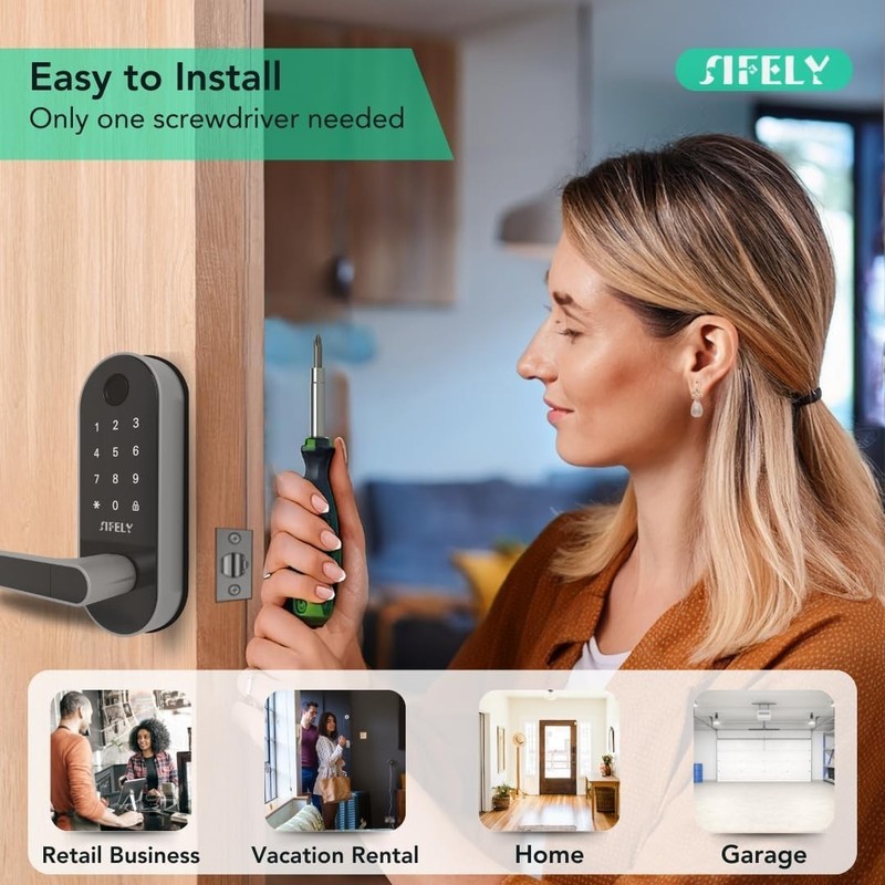 S Model WiFi Built-in Fingerprint Smart Handle 1 Pack Silver Touch gallery