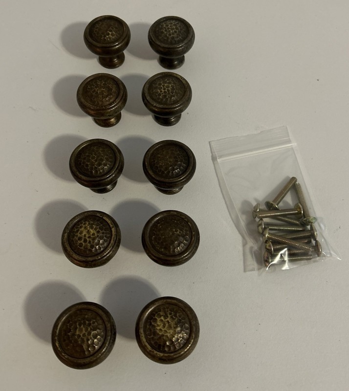 10 – BP53017 Hammered Weathered Rustic Brass 1 1/4″ Cabinet Knob Pull Amerock