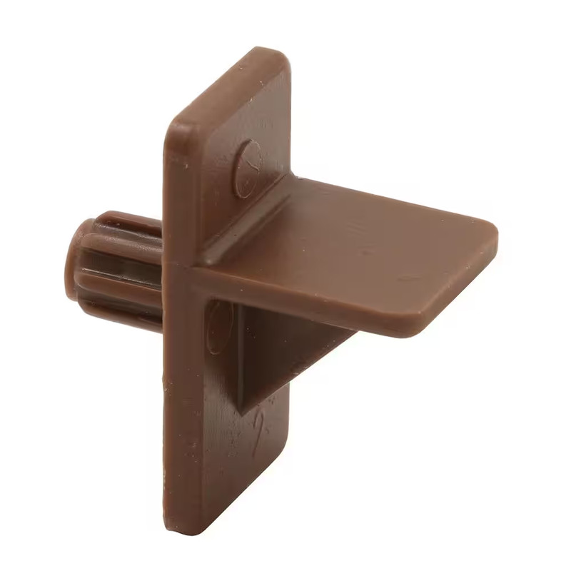 1/4 In., Brown Plastic, 1/2 In. Self-Locking Shelf Support Peg (4-Pack)