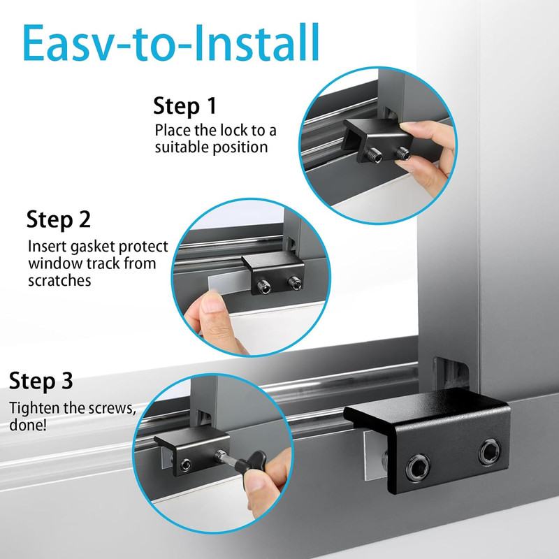 Window Locks,4 Pack Sliding Window Locks with Key for Vertical & Horizontal Slid gallery