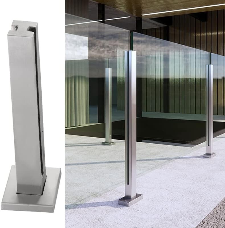 Glass Balustrade Post 39.3″ Middle Post 304 SS (No Handrail) 10-12mm Glass