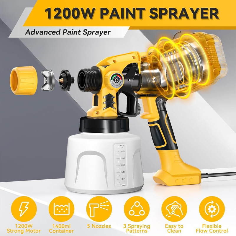 1200W HVLP Paint Sprayer Electric Spray Gun 1400ML for Fence Cabinet Walls gallery